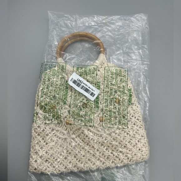 Macrame Wooden Handle Beaded Purse Hippie Boho Trendy - Picture 7 of 7